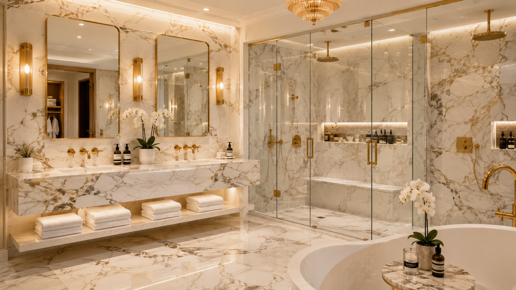 Luxury marble bathroom design Abu Dhabi